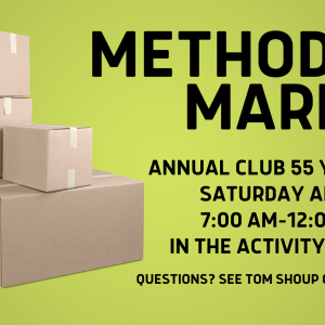 Methodist Market/Club 55 Yard Sale Set for April 1.